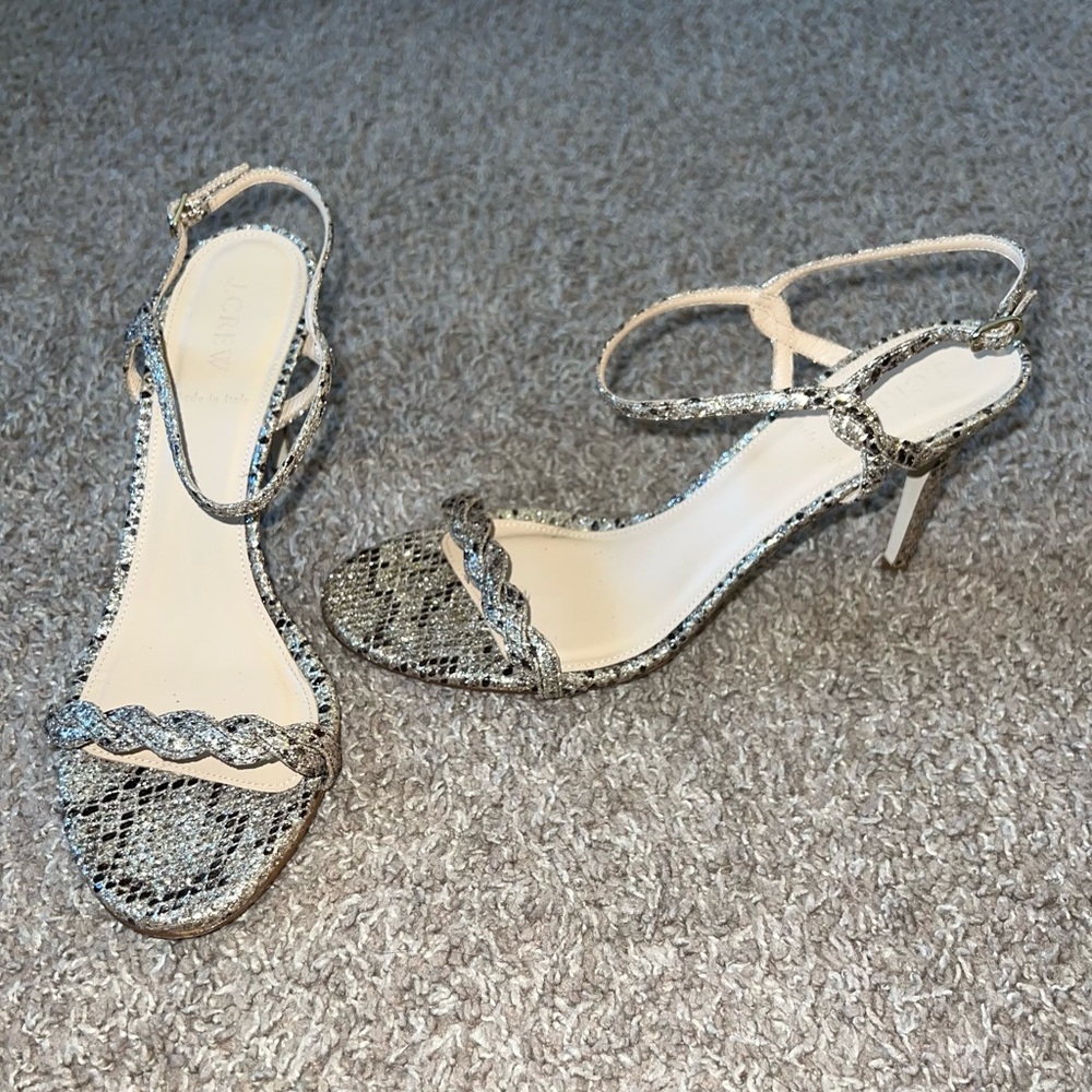 3/$25 J. Crew Glitter Animal Print Ankle Strap Heels